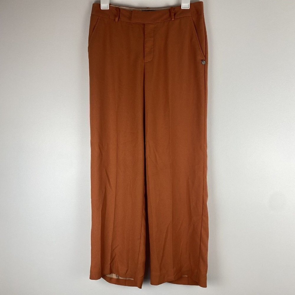 Scotch & Soda Women's Jolie Vagabond Trousers Size S Orange Satin Wide Leg